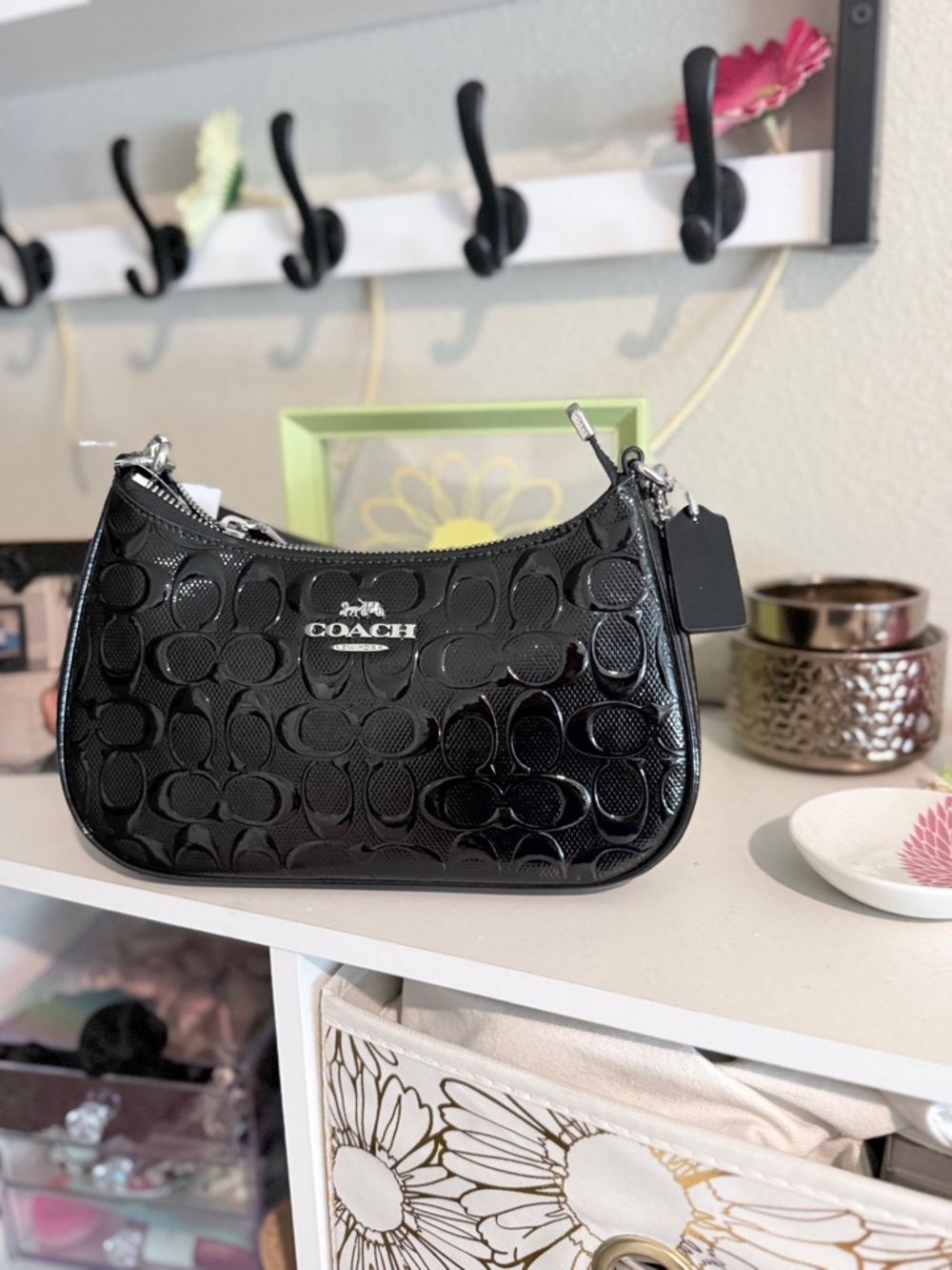 Coach Black Patent Leather Mini Shoulder Bag